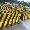 Cement isolation pier, middle guardrail, parking lot, yellow and black warning pier, concrete enclosure pier