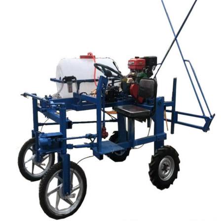Agricultural crops hand propelled spraying vehicle four wheeled self-propelled spray, seat mounted orchard air driven spraying machine