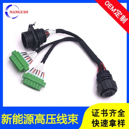 New Energy High Voltage Box Connection Wire 5.08 Green Terminal Block 16P Round Hole Male Female Plug Wiring Harness Customization Processing