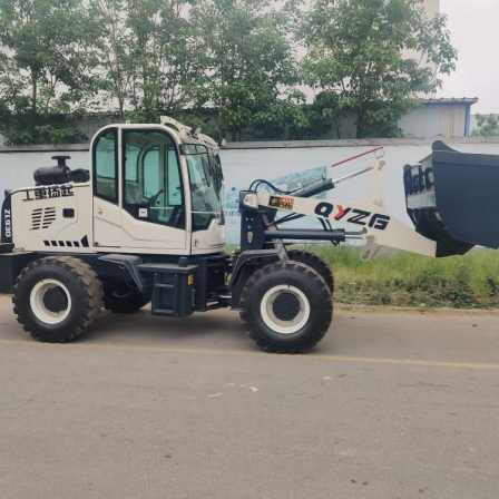 Wheel type small multifunctional loader for agricultural breeding, low shed small forklift, four-wheel drive grass grabbing machine
