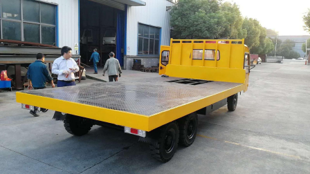 Trackless electric Flatbed trolley Factory four wheel flat transport vehicle cargo platform car