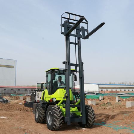 Outdoor operation four-wheel drive off-road forklift can lift 6m with side moving manual hydraulic Cart stacker forklift