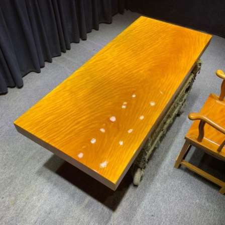 Yellow pear solid wood large board table, tea table table, pear wood dining table, boss's office table, log whole board wholesale