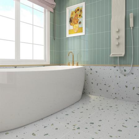 Grass green Terrazzo tile 600X600 Nordic bathroom kitchen wall and floor tile bathroom balcony antique brick blue