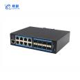 Industrial grade optoelectronic converter, full gigabit 8 optical 8 electrical fiber optic transceiver, management type card rail ring network switch