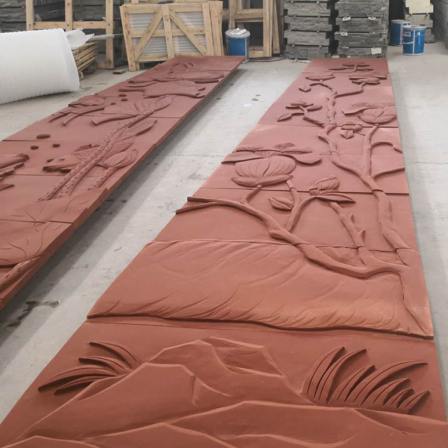 Customized landscape cultural wall stone carvings, relief murals, and natural red sandstone production areas in self owned mines