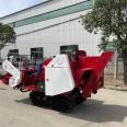 Hand propelled small Combine harvester rice wheat harvesting threshing integrated machine paddy field special crawler harvester