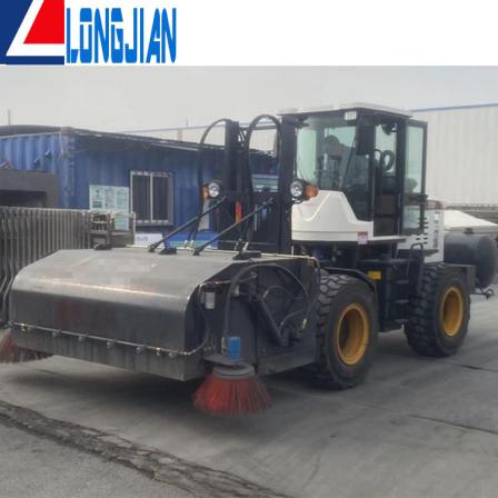 Sand and gravel yard cleaning vehicle installation on construction site, sand and gravel road surface, concrete road sweeping tool on mine, j