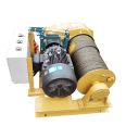 Fast winch for small building factory hoisting. Automatic braking after power outage of winch