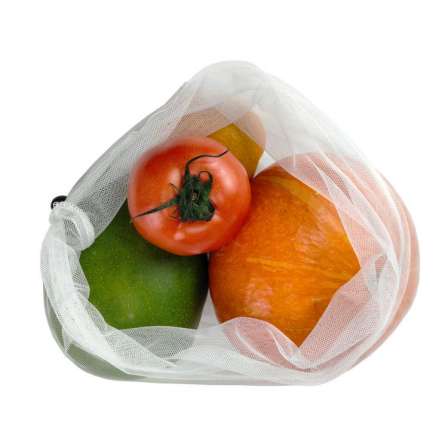 Customized Amazon 20d polyester fruit mesh bag, environmentally friendly fruit and vegetable drawstring mesh bag, reusable mesh bag