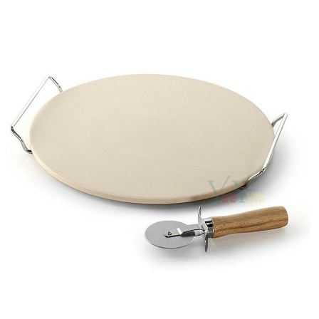 13 inch round pizza stone baking oven stone Cordierite baking stone with wire rack