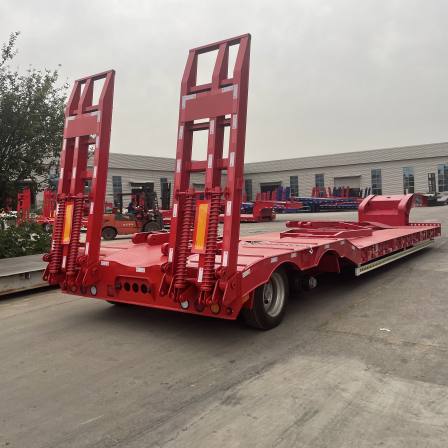 Folding ladder trailer with small tires 13 meters excavator transport hook plate semi trailer