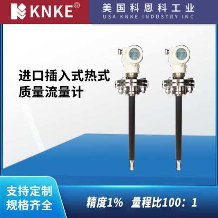 Imported plug-in thermal mass flow meter with threaded flange connection from KNKE, USA