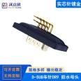DR9 connector 90 degree plug-in waterproof joint, car made gold plated solid core bent pin DSUB9PIN serial port male