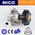 NICO imported manual quick connect sanitary diaphragm valve, stainless steel double diaphragm, food grade quick connect chuck