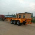 A 13.95-meter skeleton semi-trailer with a single axle container trailer can make high and low boards of 130 cubic meters