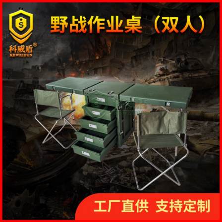 Command desk and chair (double person) with drawers, outdoor temporary command desk foldable and portable