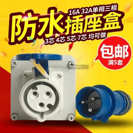 Industrial waterproof and rainproof power socket box 3P4P5P surface mounted 16A/32A engineering machinery equipment socket box