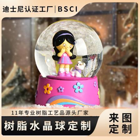 Festival lights Crystal ball resin interior rotating snow music Snow globe handicraft enterprise gift customization