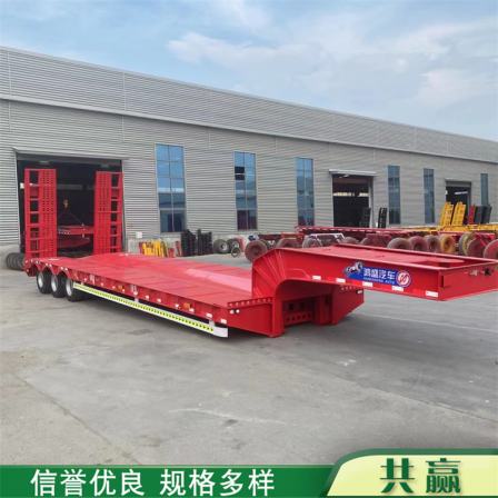 Hongsheng Automobile Industry 13 meter low flat semi-trailer 12 meter excavator trailer 11 meter hook plate trailer