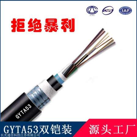 GYTA overhead pipeline optical cable 96 core single mode layer twisted GYTS steel strip armored optical fiber