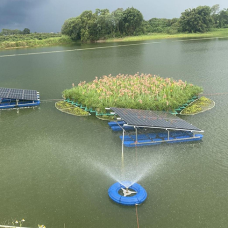 Solar Fountain Aerator River Treatment Lake Oxygen Enhancement Repair Aeration Equipment Aizhen Environmental Protection