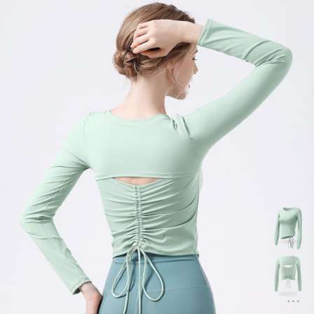 New Autumn and Winter Long Sleeve Yoga Suit Women's Back Strap with Beautiful Back Professional Pilates Advanced Fitness Top