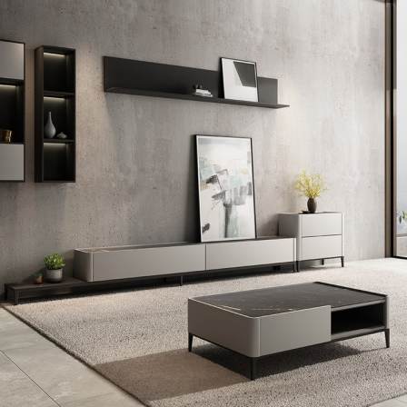 Bodson Italian Light Luxury Rock Plate Telescopic TV Cabinet Tea Table Nordic Modern Simple Furniture Customization