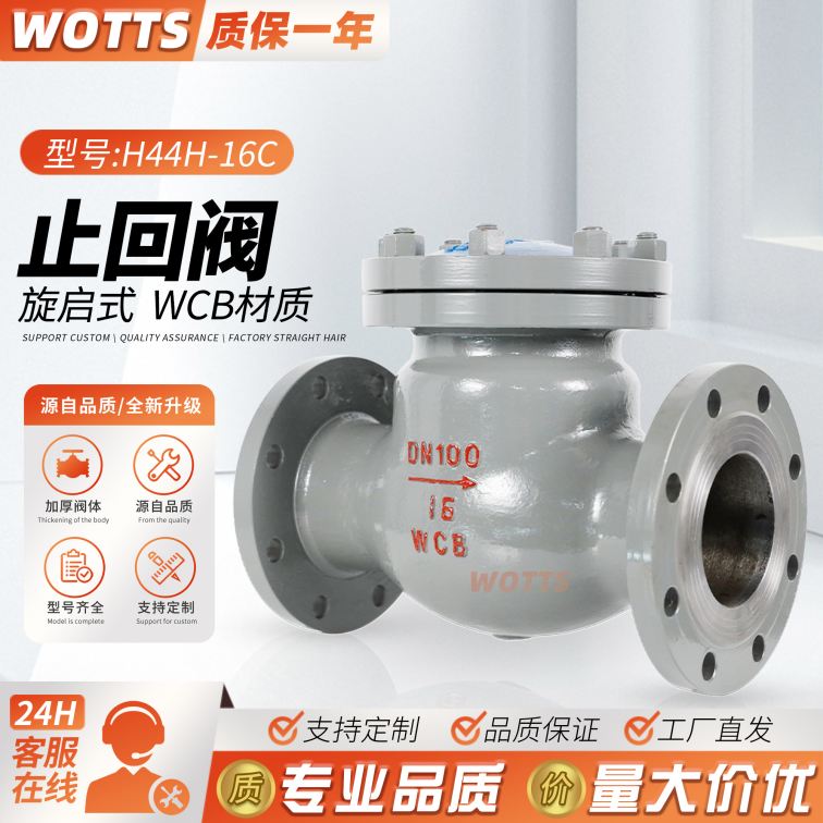 Cast steel swing flange check valve H44H-16C high and medium pressure steam valve check valve extraction