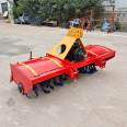 Four wheeled tractor with rotary tiller, agricultural land plowing and loosening machine, field breaking machine