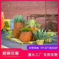 Customized SPA-H weather resistant steel landscape flower box, outdoor courtyard flower pool decoration, metal flower groove, laser cutting and carving