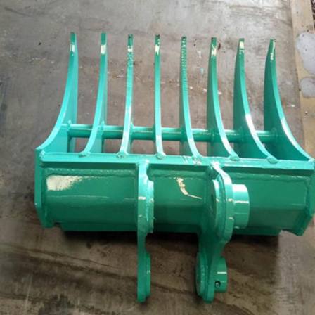 Multifunctional wheel excavator with multi tooth rake and installation of various sizes of excavator rake and soil loosening rake