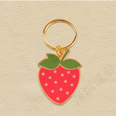 Strawberry metal keychain enamel small pendant jewelry event commemorative gift factory