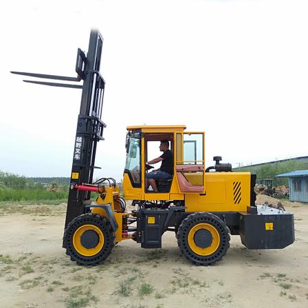 Four wheel drive diesel off-road forklift cargo stacking logistics forklift mountain road workshop handling cargo forklift