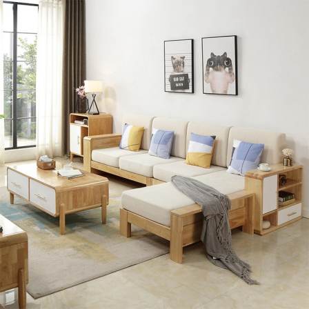 Bedson Nordic style solid wood fabric sofa for the noble princess's lonely homestay apartment hotel model room furniture customization