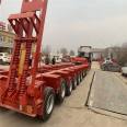 Pulling construction machinery transport trailer, 3-meter-wide hook plate, semi-trailer, heavy low flat trailer