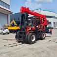 Four wheel drive off-road integrated hydraulic loading and unloading truck, 5-ton diesel lifting and unloading truck, forklift, boom crane