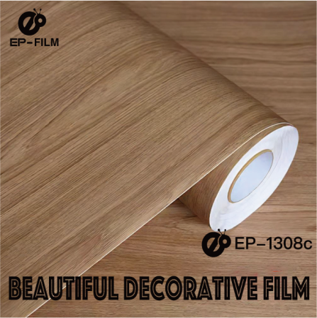 Easy to apply metal surface wood grain film, PVC decorative film available in stock, environmentally friendly wood grain film, fireproof and flame-retardant film