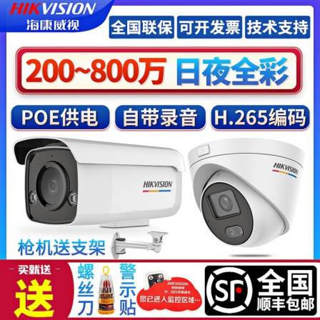 Hikvision 2004 million full color POE network camera recording and monitoring outdoor unit hemisphere 3T47