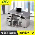 Shuangjiu Office Furniture Steel Iron Sheet Computer Table Staff Table with Lock Drawer Writing Table