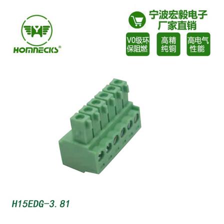 Hongyi 3.81mm spacing plug-in PCB wiring terminal female socket plug for environmentally friendly flame-retardant IoT control