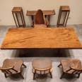 Used solid wood Chinese tea table, walnut large board, mahogany dining table and chair