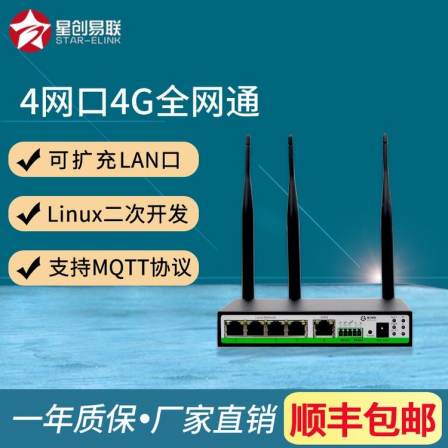 SR600 full network 4G multi port industrial router with expandable LAN port supports MQTT protocol