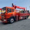 Dongfeng D9 single bridge truck mounted crane with excavator plate, 8-ton self-provided crane manufacturer supports staging