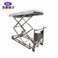 Stainless steel corpse cart for body transportation, double forked corpse lift truck for cremation site use