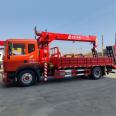 Dongfeng D9 single bridge truck mounted crane with excavator plate, 8-ton self-provided crane manufacturer supports staging