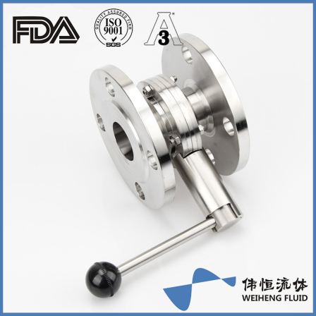 Hongfeng Pipe Fitting Sanitary Food Grade 304/316L Stainless Steel Manual Flange Butterfly Valve Customizable
