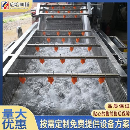 Qihong Commercial Vegetable Cleaning Line Restaurant Vegetable Washing Machine Fruit and Vegetable Bubble Cleaning Machine Clean Vegetable Processing Equipment