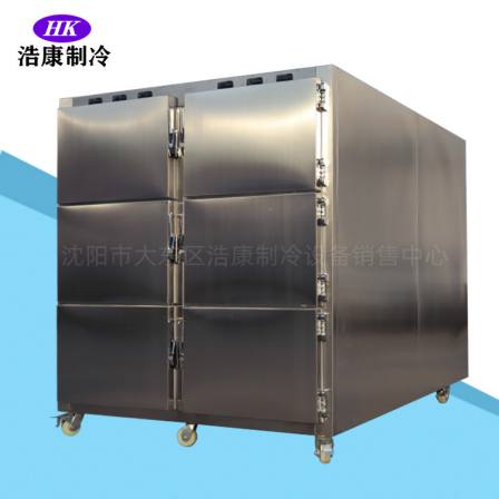 Six 6-door body refrigerated cabinets with adjustable temperature for mortuary and funeral parlor body refrigerated cabinets