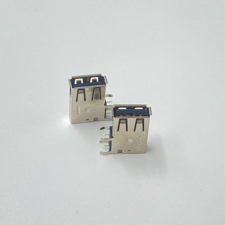 USB 2.0 A/F long body side pin pitch 6.80 90 degree plug board with column black rubber core Heng Maoxin